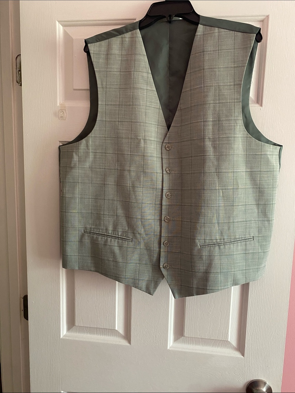 Men's Light Gray Plaid Dress Vest
